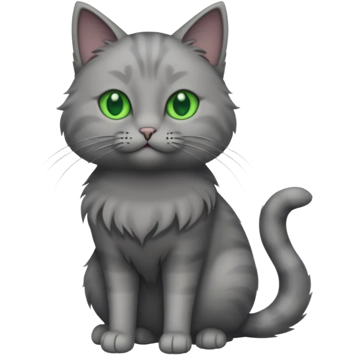 grey cat with full body emoji