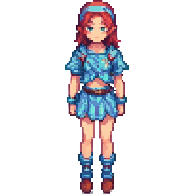 Convert this person into pixel art style, full body, keeping the pose and outfit details clear and distinct. emoji