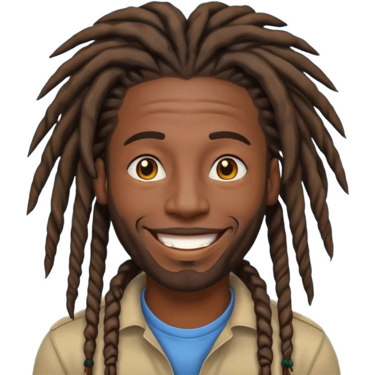 a smiling black man with dreads emoji