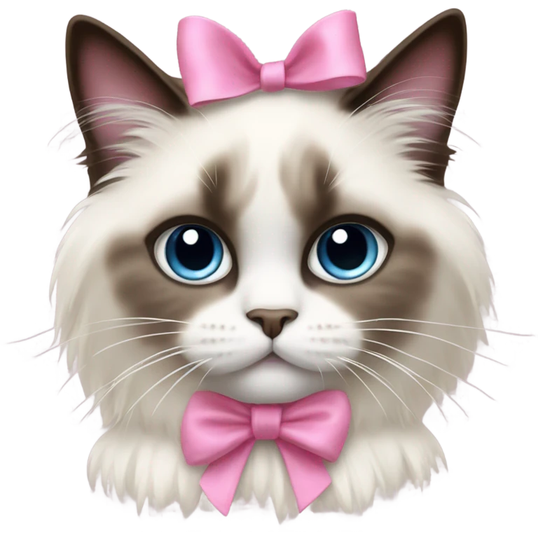 Ragdoll cat with a pink bow  emoji