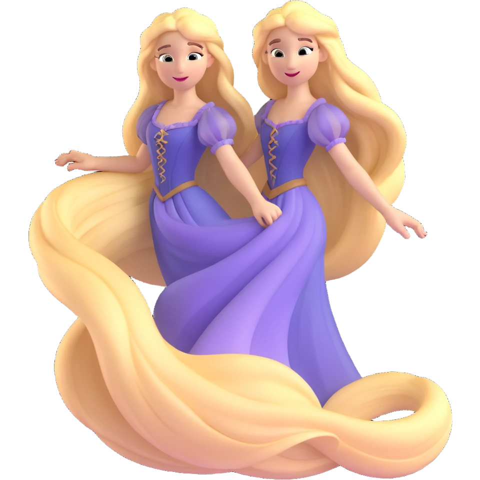Disney Princess Rapunzel with extremely long flowing blonde hair emoji
