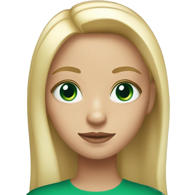 Girl with straight Blond hair and emerald green eyes emoji