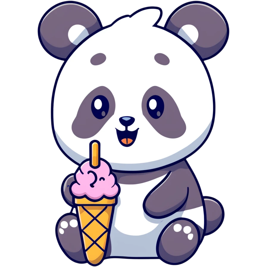 Panda eating ice cream emoji