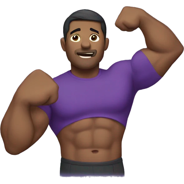 man flexing with purple shirt on emoji