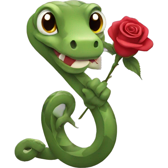 Snake holding a rose emoji