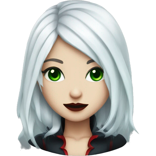 white hair vampire girl green blue eyes with black and red streaks in hair  emoji