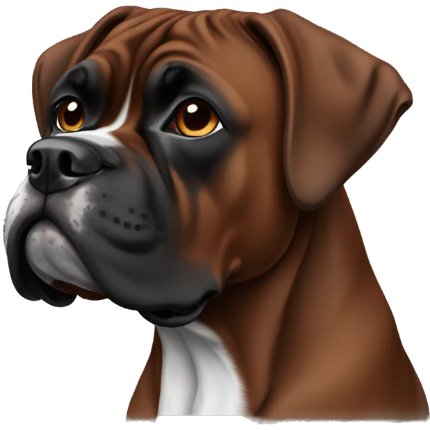 Dark brown boxer dog laying down emoji