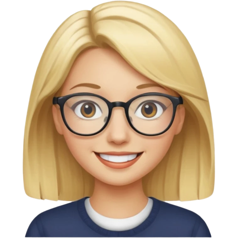 female with fair complexion, blonde hair with eyeglasses emoji