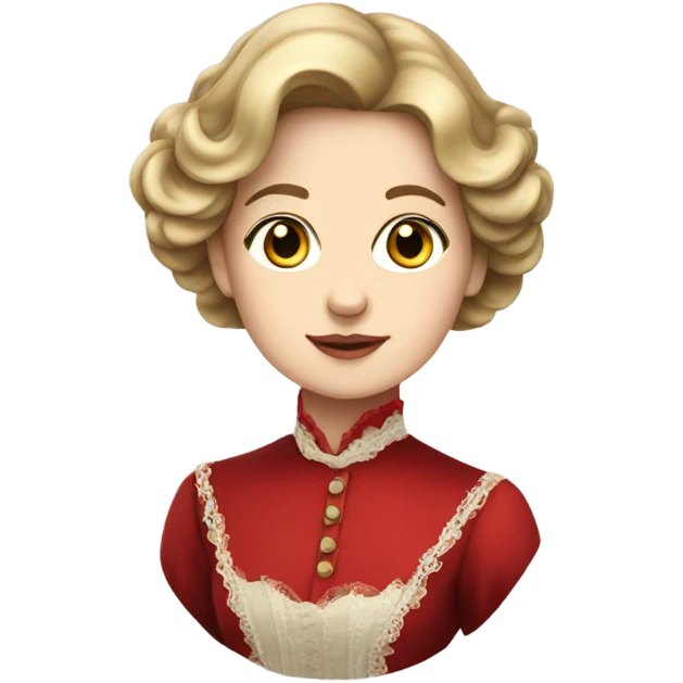 Dark blond hair in victorian lady with red dress emoji