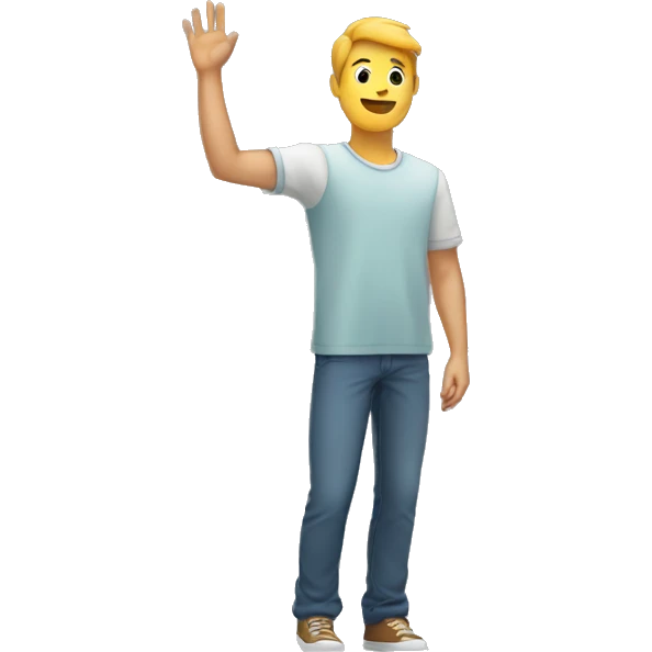 Man raising his arm up to the sky at an angle with his palm open and straight  emoji
