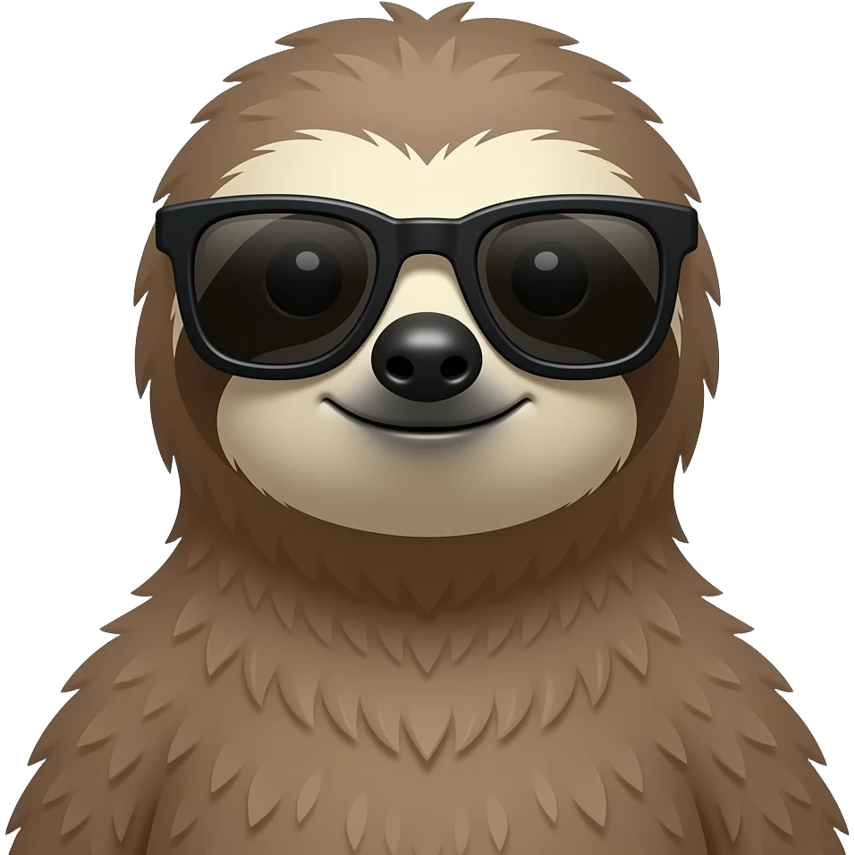 sloth with sunglassess face and neck emoji