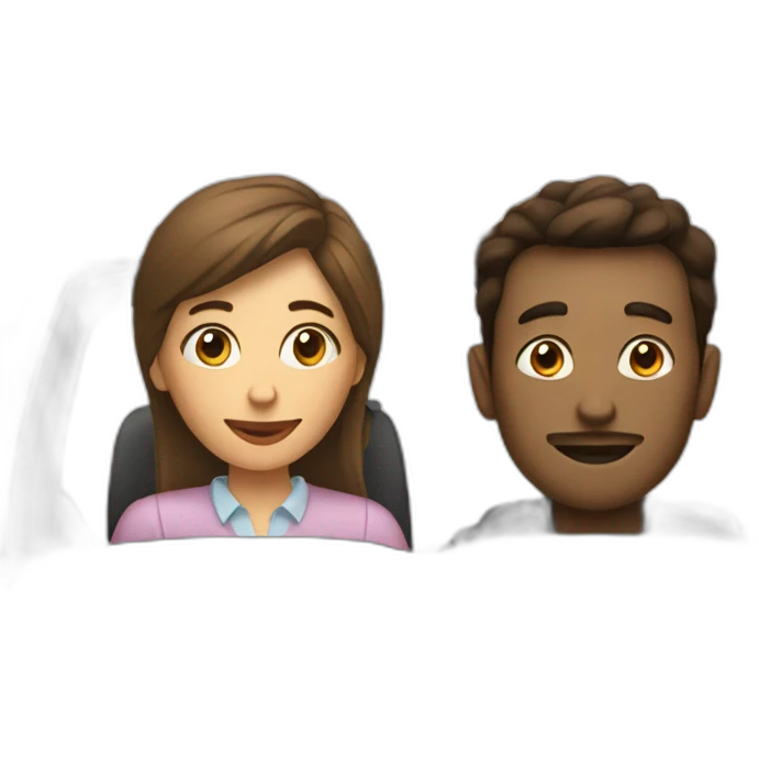 À woman and a man in a car with coffee emoji