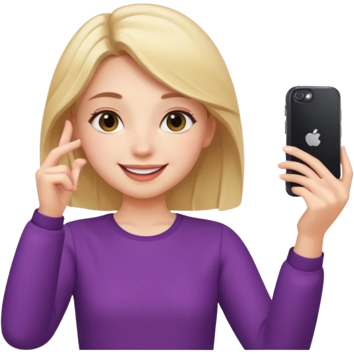 Girl taking selfie, different pose and outfit emoji