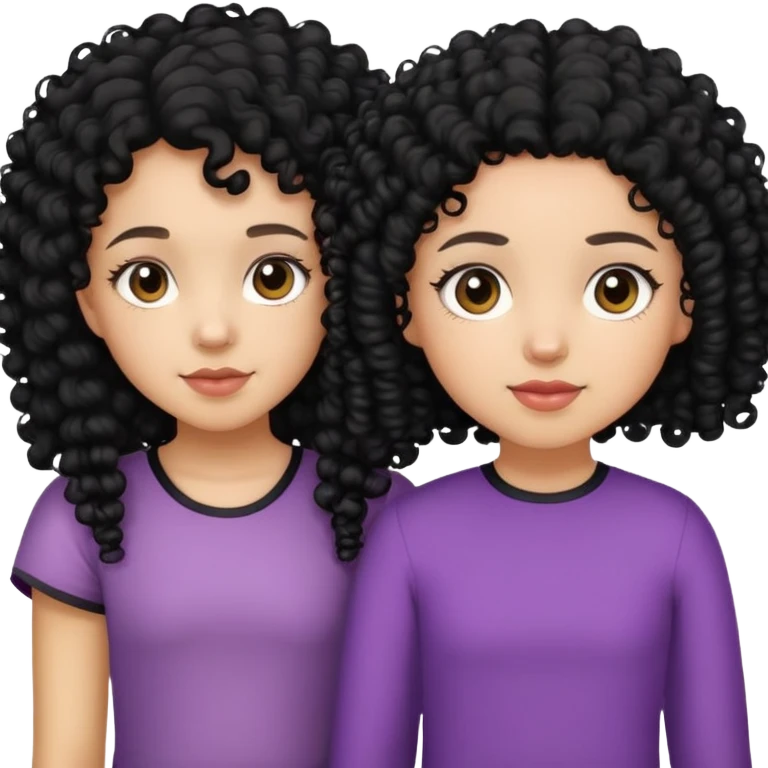 big sister little sister both lightskin with black curly hair  emoji