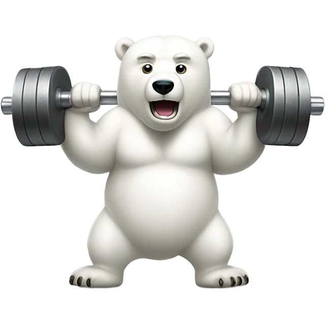 A mad polar bear lifting weights emoji