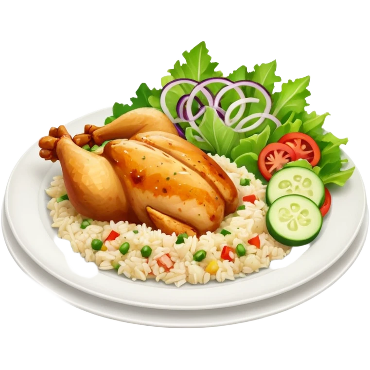 Chicken and rice with salad emoji