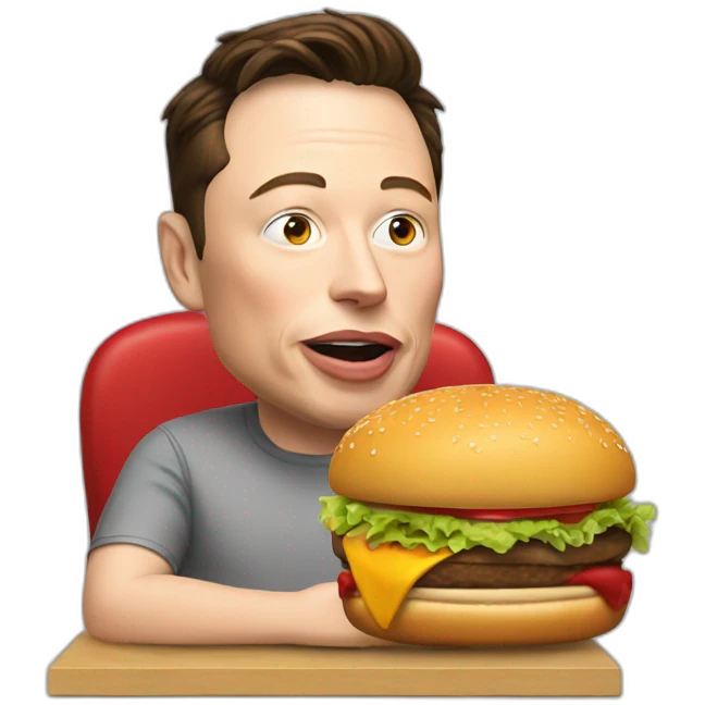 Elon musk eating a burger emoji
