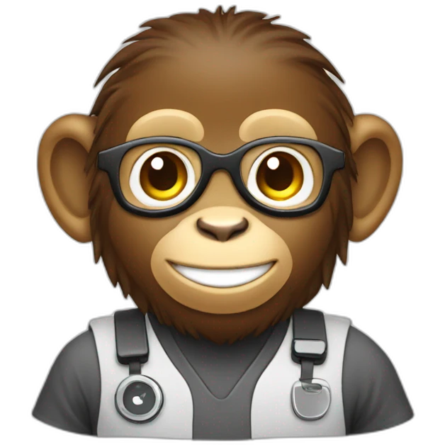 smiling monkey software engineer using a computer emoji