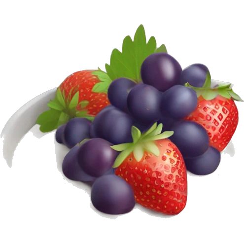 fruit yogurt bowl with strawberries and grapes emoji