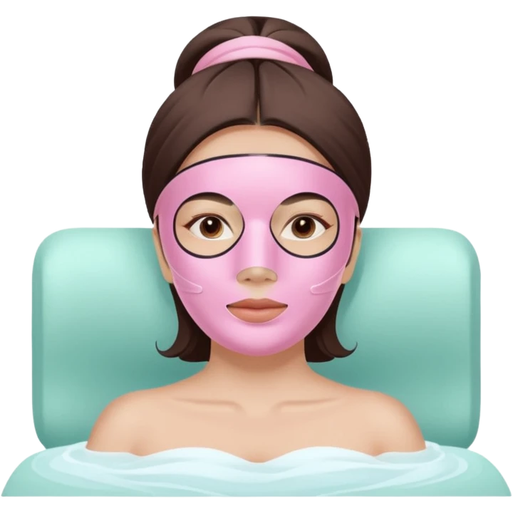 Lady with pastel pink face mask spa beauty full face relaxing emoji