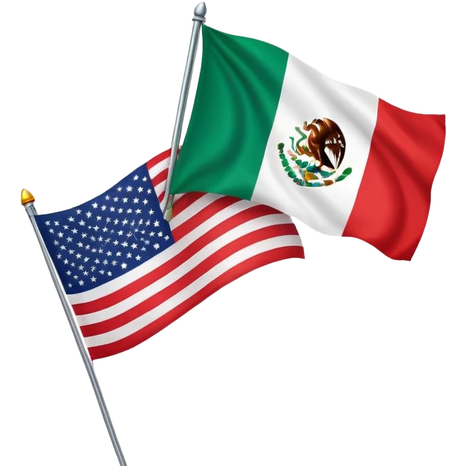 mexican flag and US flag emoji