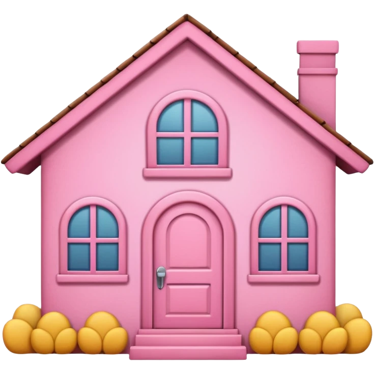 Pretty pink cartoon house a little more realistic like an emoji style  emoji