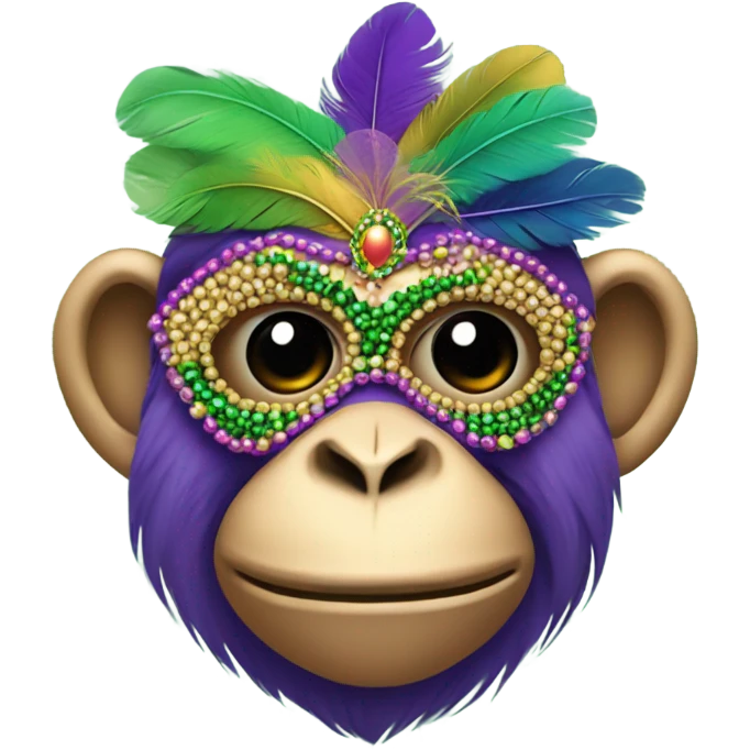 Monkey in Mardi Gras mask emoji