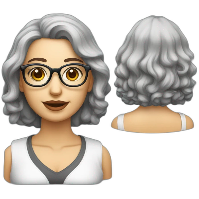 Profesora gordita pelo gris ondulado ondulado y gafas r9sas emoji