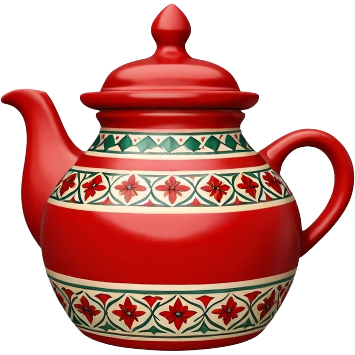 tajin marroqui, hecho de ceramica con motivos rojos arabes emoji