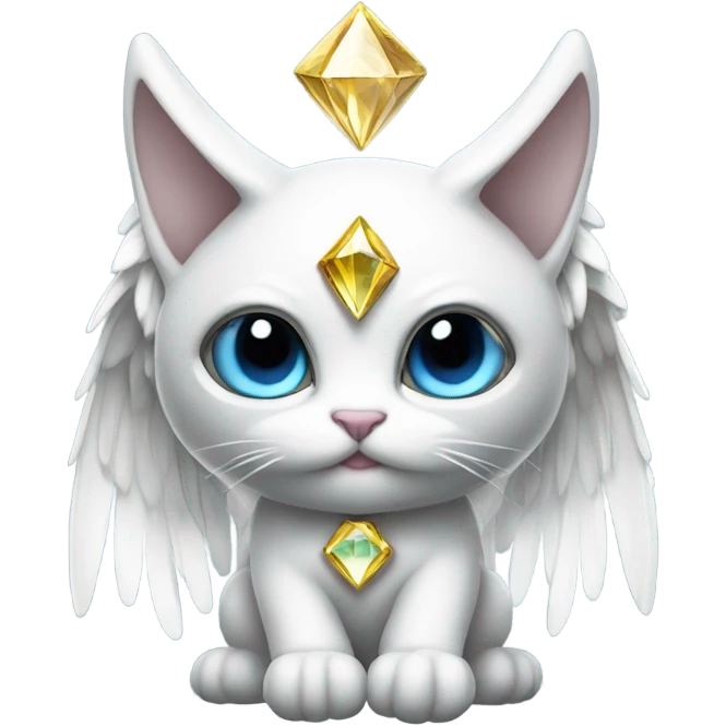 Diamond Omni-Cat God with wings and a ring around its body  emoji