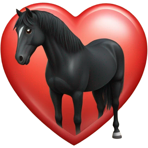 Black Horse centered within a red heart emoji