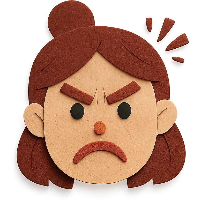 angry mom face, paper craft style emoji