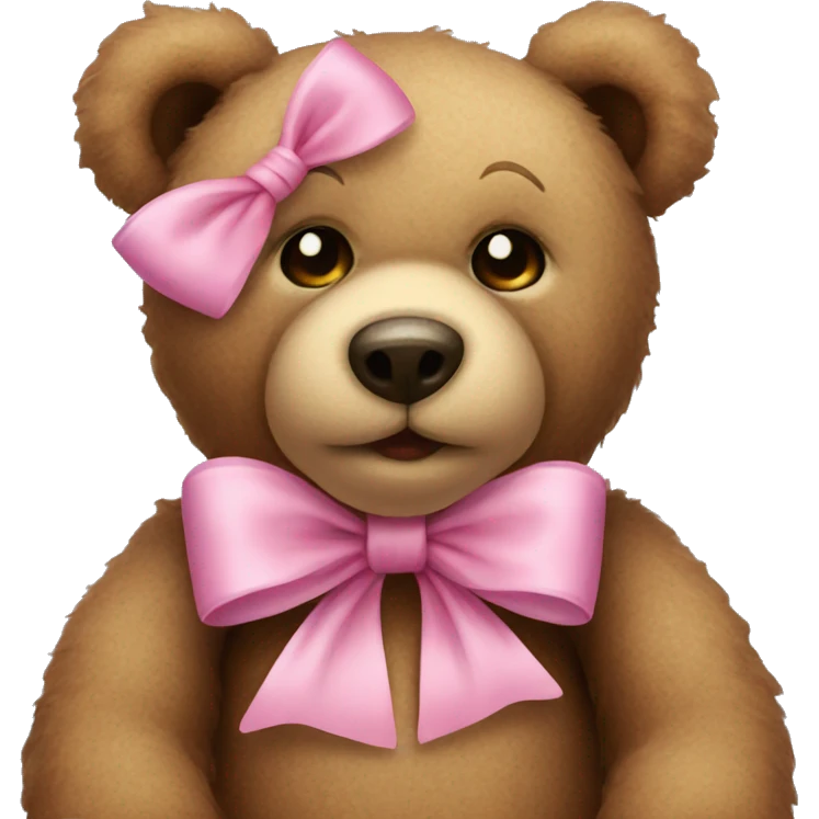 Teddy bear with a pink bow  emoji