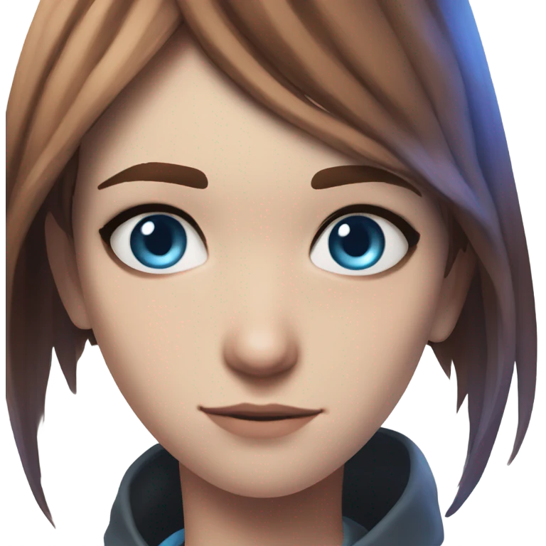Chloe Price from Life is Strange, brown hair with a strip of blue, blue eyes, portrait emoji
