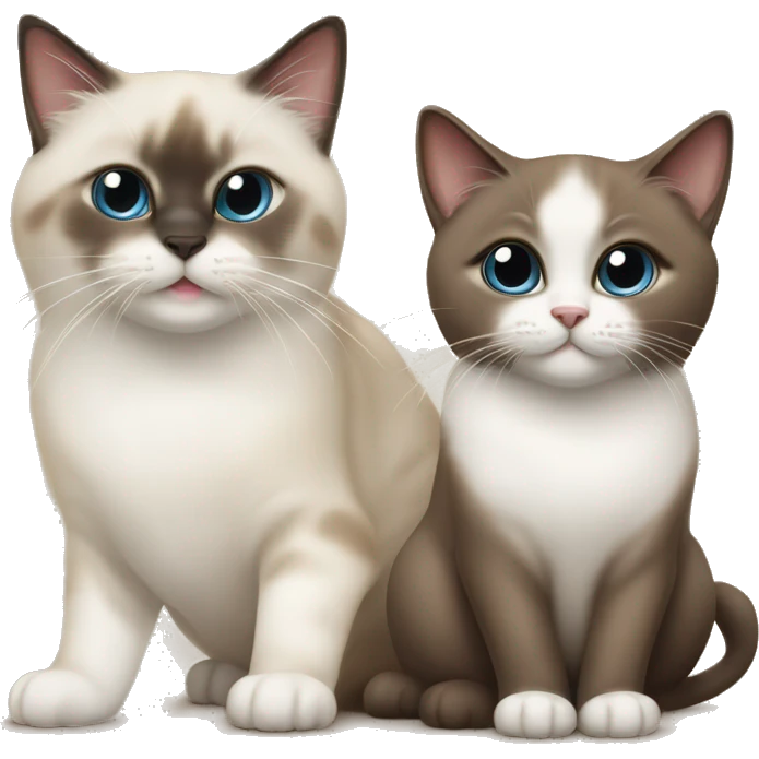 Two cats sacred of birman chocolat point and seal point emoji