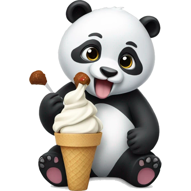 Panda eating ice cream emoji