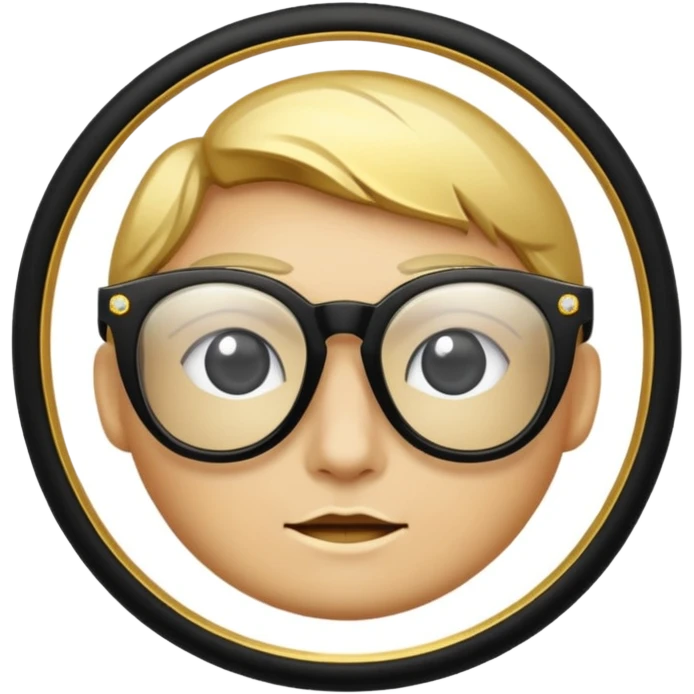 black glasses with + diamond and golden emoji