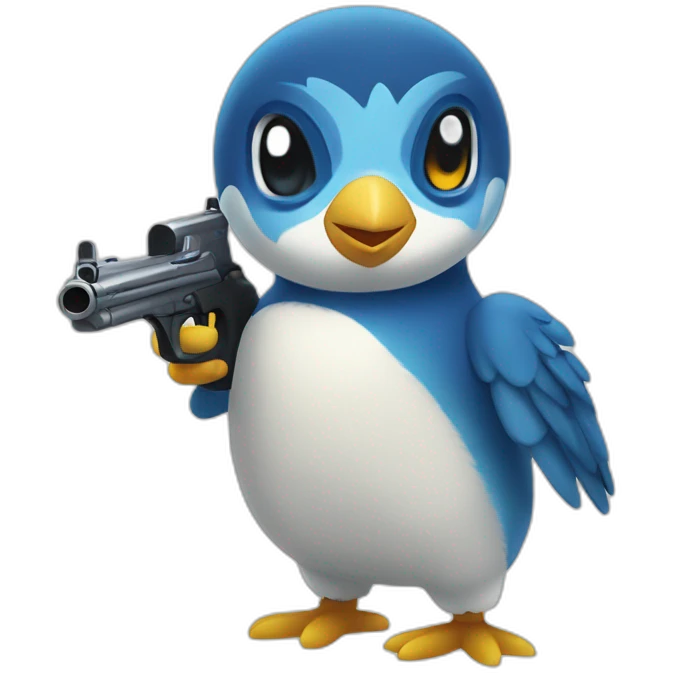 Piplup with gun emoji