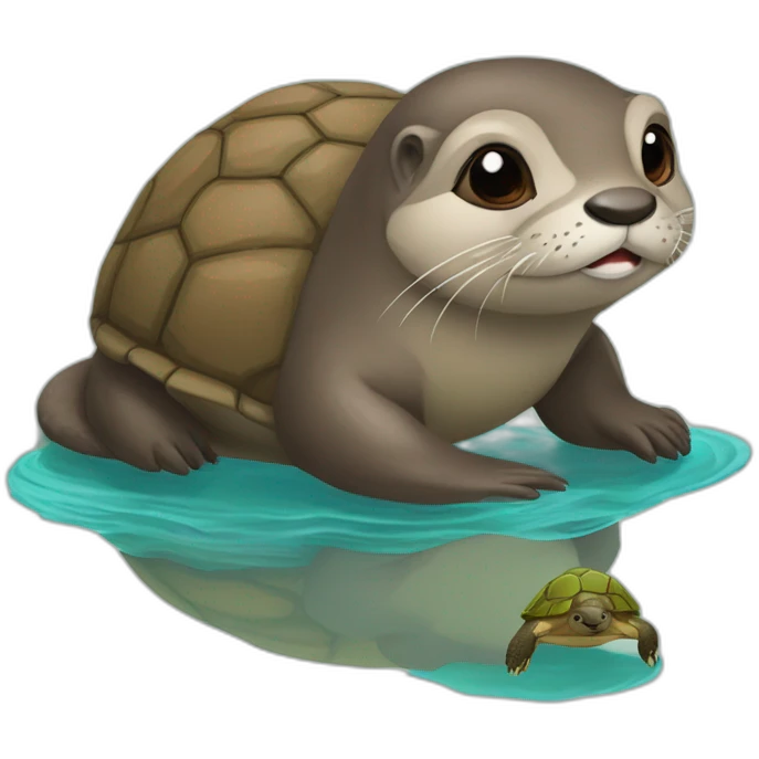 loutre sur une tortue emoji