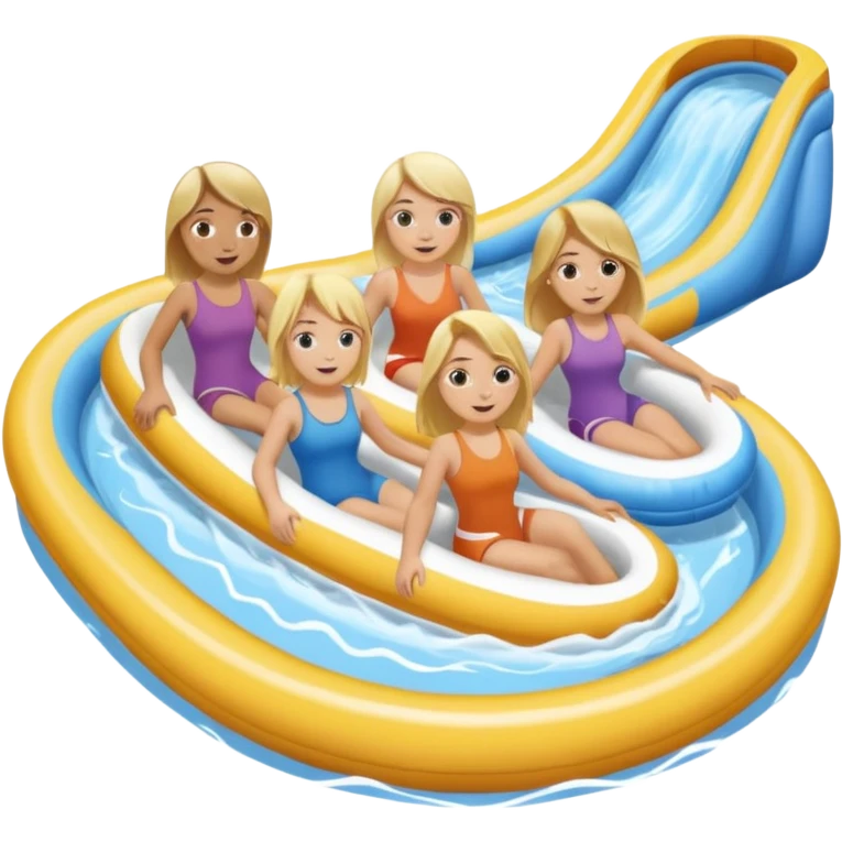 2 girls and 2 guys on the lazy river waterslide. 1 girl and 1 guy have blonde hair and 1 girl and 1 guy have brown. we are all very pale. 4 PEOPLE  emoji