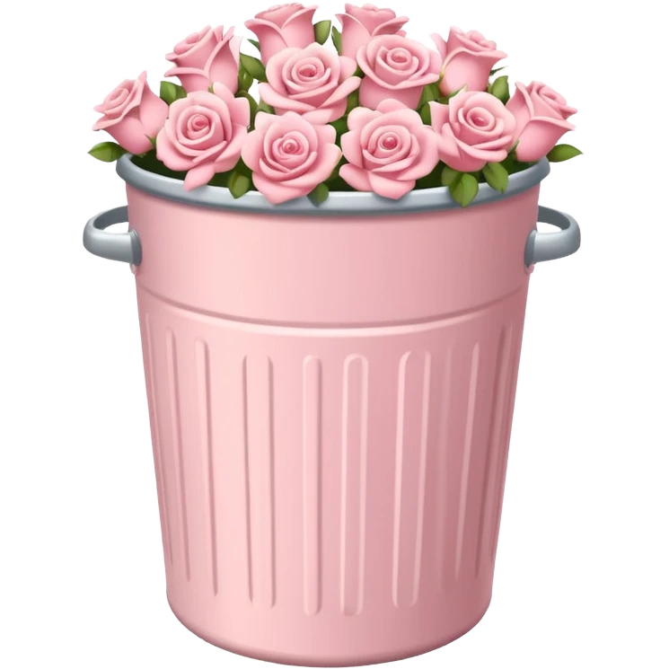 Flowers in pastel pink trash can  emoji