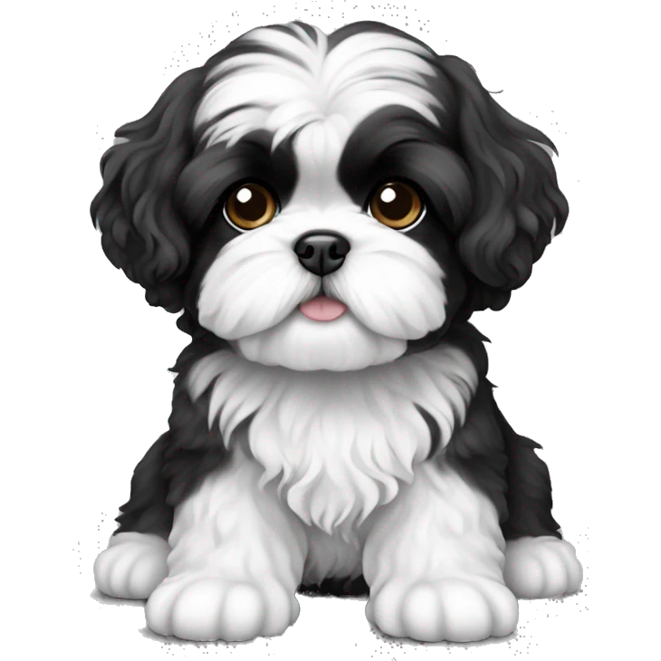 black and white curly haired Shih Tzu puppy  emoji