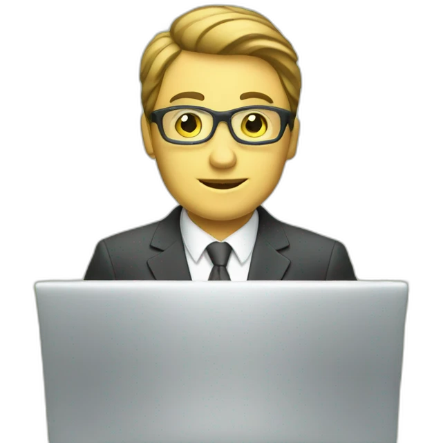 businessman on computer money emoji