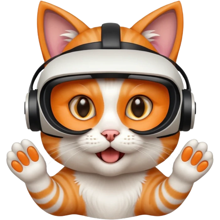 gamer cat wearing a VR headset with an excited expression emoji