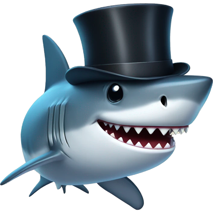 Shark with tophat emoji