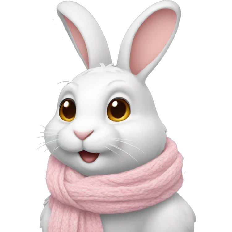 Rabbit with a light pink scarf and snow emoji