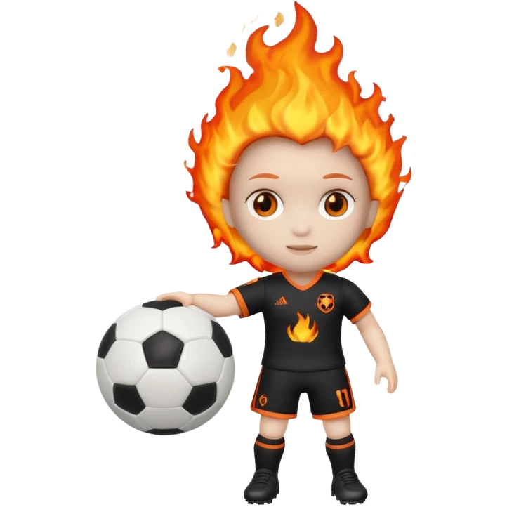 Boneca segurando uma Bola de futebol queimando emoji