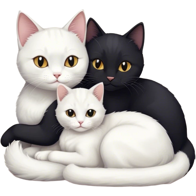 black cat cuddles a white cat emoji
