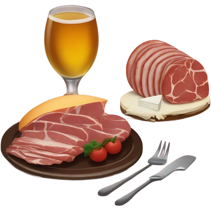 ham, cheese andsalamis table with a beer emoji