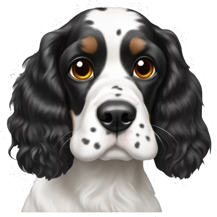 black and white english cocker spaniel and nose spots emoji